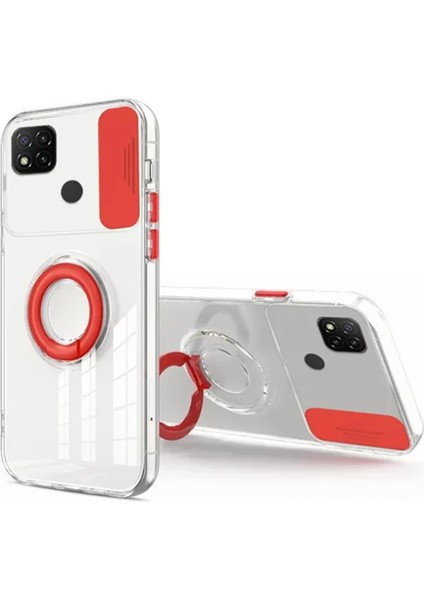 Ally Xiaomi Redmi 9c Kılıf Sürgülü Kamera Lens Korumalı Yüzük Standlı Silikon KILIF-(1903) modelleri