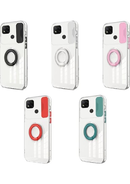 Ally Xiaomi Redmi 9c Kılıf Sürgülü Kamera Lens Korumalı Yüzük Standlı Silikon KILIF-(1903) indirimleri