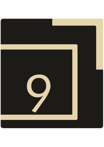 Şık Siyah Gold Aynalı Pleksi Kapı Numarası, 9 Daire, Modern ve Zarif Tasarım