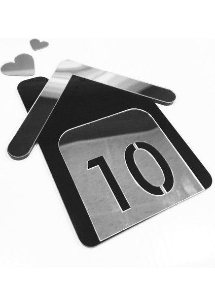 Siyah ve Gümüş Aynalı Pleksi Kapı Numarası, Şık ve Modern Tasarım, No:19 fiyatları