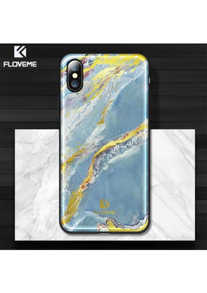 Floveme Iphone x Xs Mermer Desenli Premium Silikon KILIF-(1903)