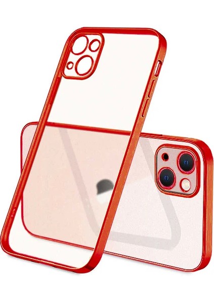 iPhone 13 Mini Renkli Kenar Şeffaf Kılıf Kamera Korumalı Silikon KILIF-(1903)