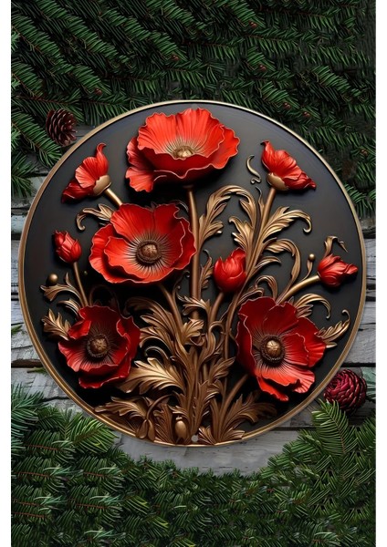 Kırmızı Çiçek Kabartmalı Mdf Duvar Süsü 20 Cm, 3D Görünüm, Dekoratif Parça fiyatları
