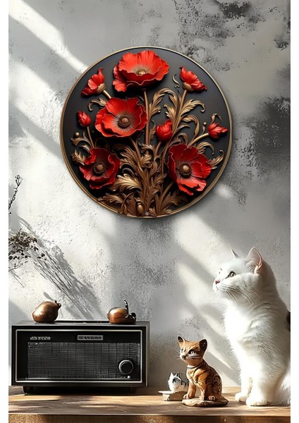 Kırmızı Çiçek Kabartmalı Mdf Duvar Süsü 20 Cm, 3D Görünüm, Dekoratif Parça fırsatları