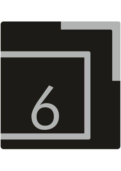 Siyah Gümüş Aynalı Pleksi Kapı Numarası, Kare ve Daire Tasarımı, No 6