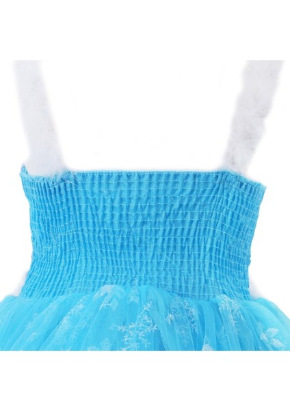 Çocuk Kız Elsa Kostüm, Kış Temalı, Mavi, Ön Kısa, Arka Uzun, Taç Hediyeli fırsatları