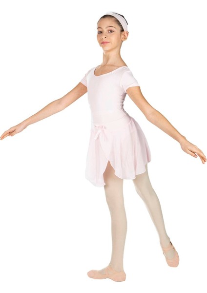 Pembe Kısa Kol Mayo, Şifon Etek ve Saç Bandı Seti