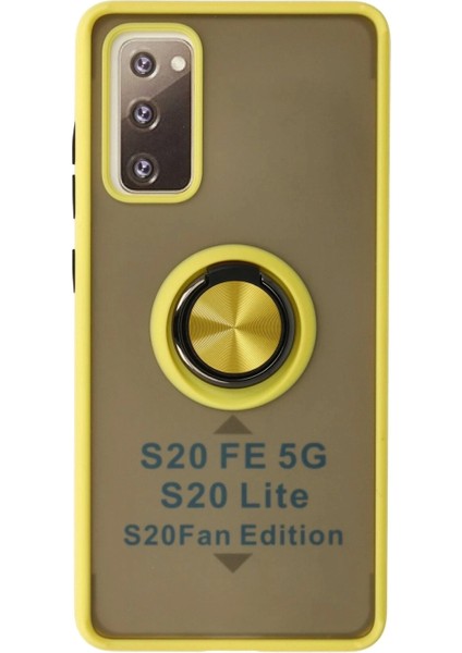 Samsung Galaxy S20 Fe Kılıf Montreal Yüzüklü Silikon Kapak - Sarı