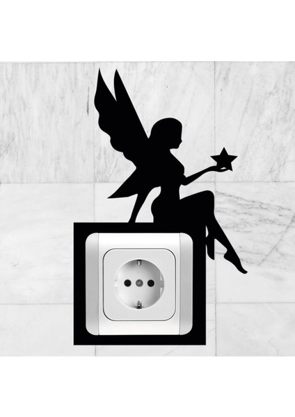 Siyah Priz ve Anahtar Çerçeve Süsü, Dekoratif Iç Ölçü 8,2x8,5 cm