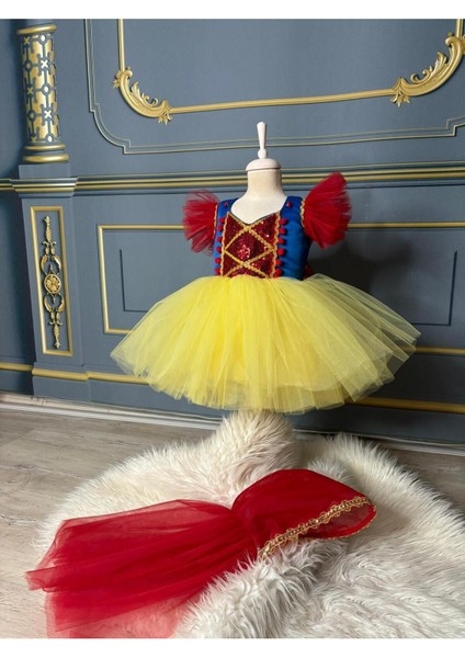 Mini Prenses Kostüm, Bebek Elbise ve Pelerin, Sarı Renkli, Tatlı ve Şık Tasarım