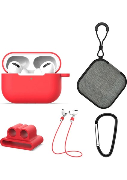 Ally 5 In 1 Airpods Pro Kulaklık Kılıfı ve Kulaklık Koruma Çantası Full SET-(1903)