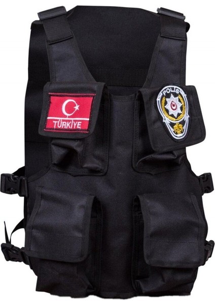 Çocuklar Için Siyah Tim ve Harekat Polis Hücum Yeleği, Şık ve Dayanıklı Tasarım