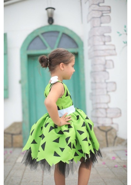 Kız Çocuk Açık Yeşil Çakmak Taş Elbise, Özel Günler Için Şık ve Rahat Kostüm modelleri