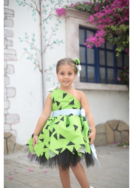 Kız Çocuk Açık Yeşil Çakmak Taş Elbise, Özel Günler Için Şık ve Rahat Kostüm fırsatları