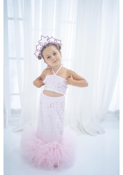 Pembe ve Çok Renkli Payet Detaylı 3'lü Set, Şık ve Göz Alıcı Kombinasyonlar Için Ideal