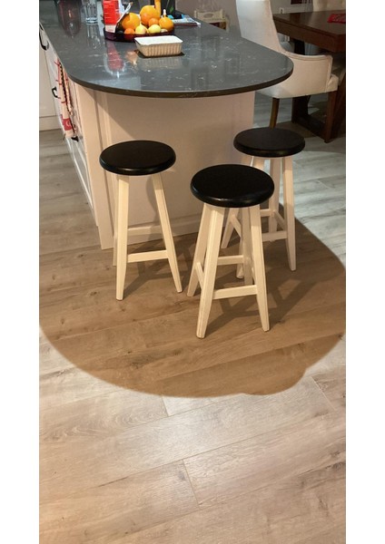 -Siyah -Beyaz Ahşap Tabure -Bar Tabure ( 80 cm ) 1 Adet fiyatları
