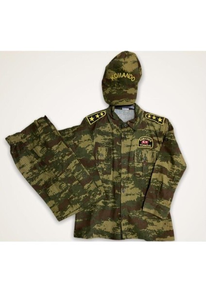 Çocuklar Için Yeşil Asker Temalı Eğlenceli Takım Üniforması