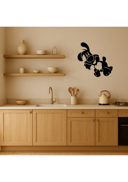 Bej Renkli Çizgi Köpek Mdf Dekoratif Tablo - TOA5607-1762 fiyatları