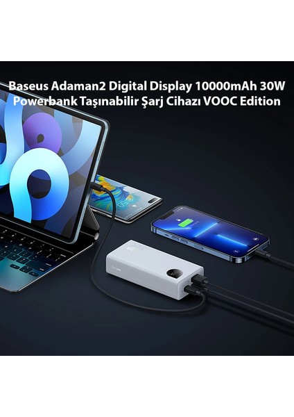 Baseus Adaman2 Digital Display 10000MAH 30W Powerbank Taşınabilir Şarj Cihazı Vooc EDITION-(1903) modelleri