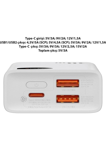 Baseus Adaman2 Digital Display 10000MAH 30W Powerbank Taşınabilir Şarj Cihazı Vooc EDITION-(1903)