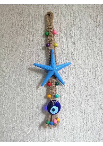 Mavi Yıldız Nazar Boncuklu Makrome Duvar Dekoru, El Yapımı, Şık ve Doğal Tasarım fiyatları