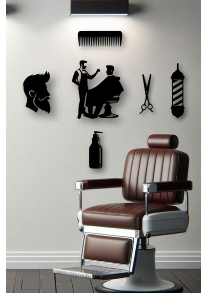 Siyah Ahşap Duvar Dekoru, Erkek Kuaförü ve Berber Dükkanı Için Şık Tasarım fiyatları