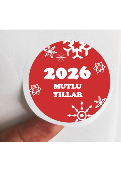 48 Adet 4 cm 2026 Mutlu Yıllar Baskılı Yuvarlak Etiket Sticker