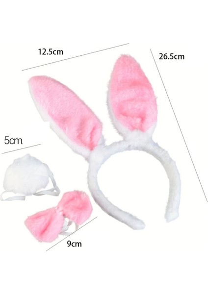 Çocuk Tavşan Kostüm Seti, 3 Parça, Beyaz, Takım, Yılsonu Etkinliği, Sevimli, Rahat indirimleri