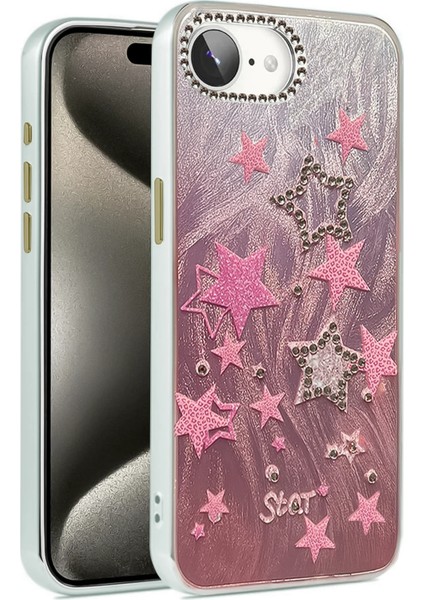 Apple iPhone 16E Kılıf Parlak Desenli Taşlı Azn-Blade