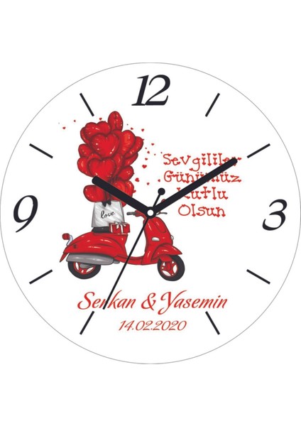 Sevgililer Günü Hediyesi Ömrüme Bombeli Gerçek Cam Duvar Saati