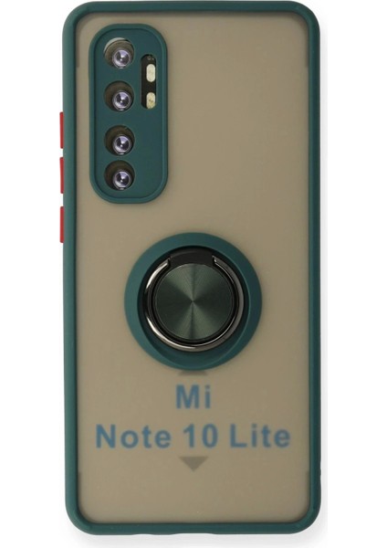 Xiaomi Mi Note 10 Lite Kılıf Montreal Yüzüklü Silikon Kapak - Yeşil