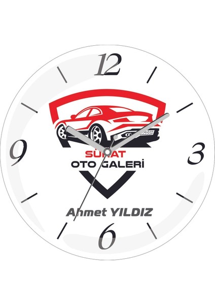 Kişiye Özel Firmaya Özel Oto Galeri Çap 30 Bombeli Gerçek Cam Duvar Saati