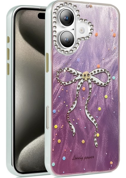 Apple iPhone 16 Kılıf Parlak Desenli Taşlı Azn-Blade