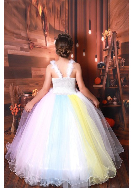 Beyaz Unicorn Kostüm, Kasnaklı ve Kabarık, Çocuklar Için Eğlenceli Giyim. modelleri