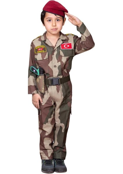 Çocuklar Için Dijital Kamuflaj Kıyafet, Kahverengi, Eğlenceli ve Rahat Tasarım