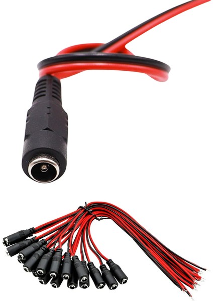 2.1 Dişi LED Birleştirme Kablosu 15CM Adaptör Jack Fişi ve Kamera Kablosu (5 Adet)