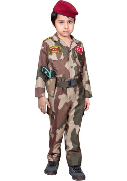 Çocuklar Için Dijital Kamuflaj Kıyafet, Kahverengi, Eğlenceli ve Rahat Tasarım