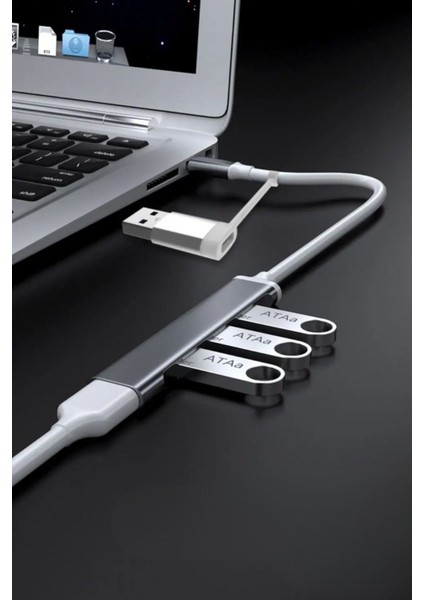 4 Port'lu Bağlantı Istasyonu Ultra Ince USB Bölücü Type-C Tipi Çoklu Arayüz Adaptörü Multi USB Çoklayıcı fiyatları
