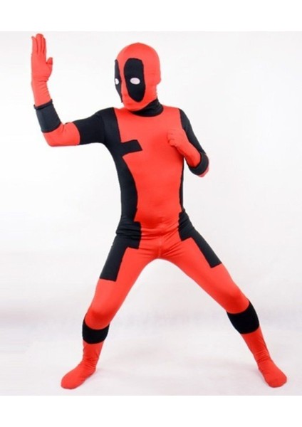Çocuklar Için Şık Siyah Deadpool Kostüm Seti, Eğlenceli ve Rahat Tasarım