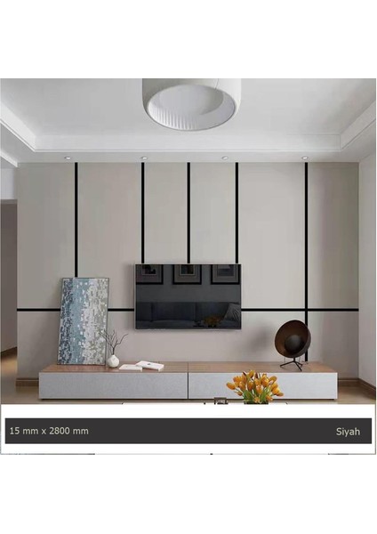 15MM x 2800MM Siyah Aynalı Pleksi Şerit, Şık ve Dayanıklı Mobilya Dekoru