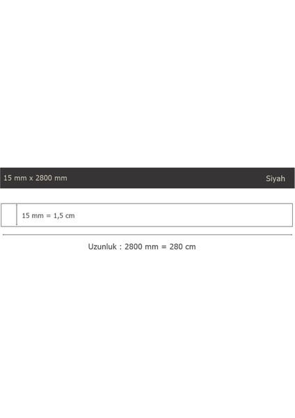 15MM x 2800MM Siyah Aynalı Pleksi Şerit, Şık ve Dayanıklı Mobilya Dekoru fiyatları