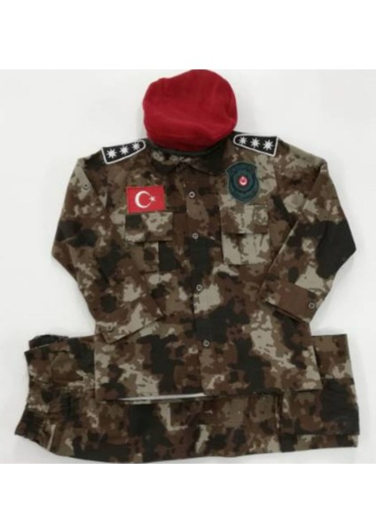 Çocuklar Için Renkli Polis ve Asker Kostüm Takımı, Bordo Bere ile Tamamlanmış. fiyatları