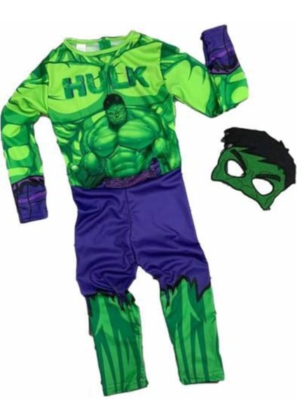 Unisex Çocuk Yeşil Dev Hulk Kostümü, Eğlenceli ve Rahat Oyun Kıyafeti
