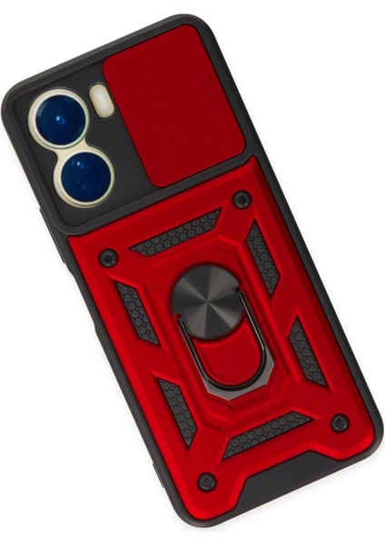 Vivo Y16 Kılıf Pars Lens Yüzüklü Silikon - Kırmızı modelleri