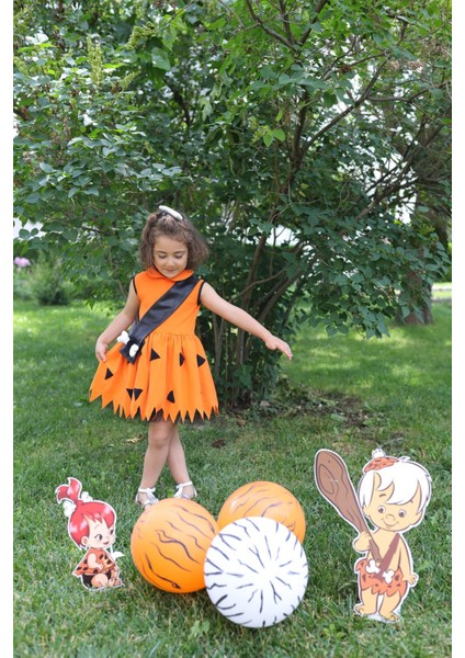 Turuncu Renkli Şık Doğum Günü Elbisesi, Çocuklar Için Özel Tasarım