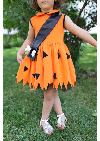 Turuncu Renkli Şık Doğum Günü Elbisesi, Çocuklar Için Özel Tasarım indirimleri