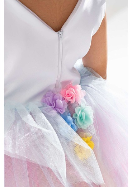 Renkli Deniz Kızı ve Yıldız Temalı Kız Çocuk Doğum Günü Elbisesi & Parti Kostümü modelleri