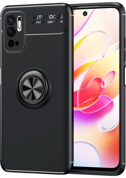 Xiaomi Redmi Note 10 5g Kılıf Range Yüzüklü Silikon - Siyah