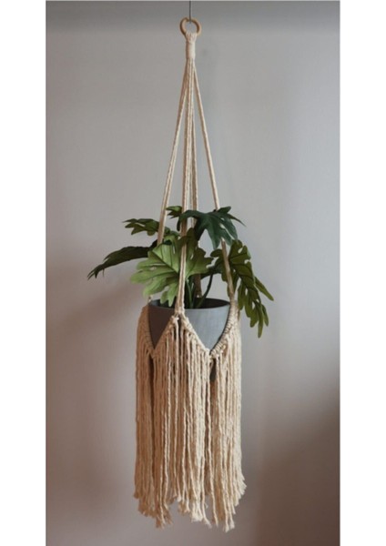 Ekru Makrome Saksılık, Doğal ve Şık Ev Dekoru Için Ideal Seçim