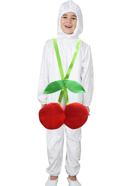 Sevimli Çocuk Kiraz Kostümü, Renkli ve Rahat Tasarım, Eğlenceli Giyim Seçeneği